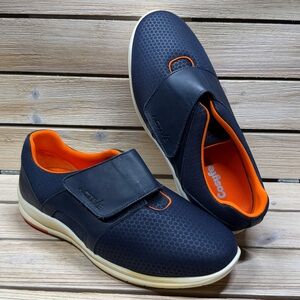 COSYFEET Women’s Navy and Orange 9.5 Extra Wide Velcro Strap Shoes